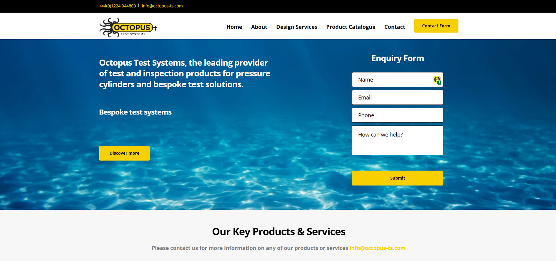 Website Design for Octopus Test Systems Aberdeen
