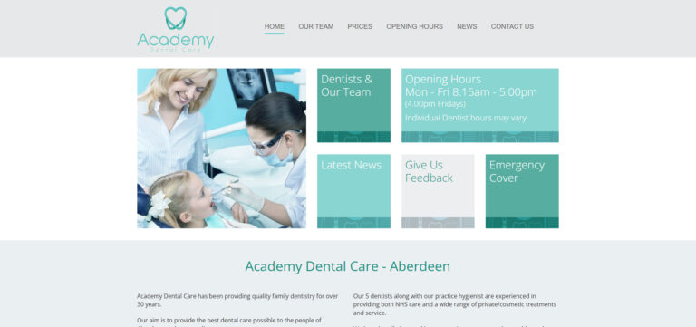 Academy Dental Care Aberdeen Dental Web Design