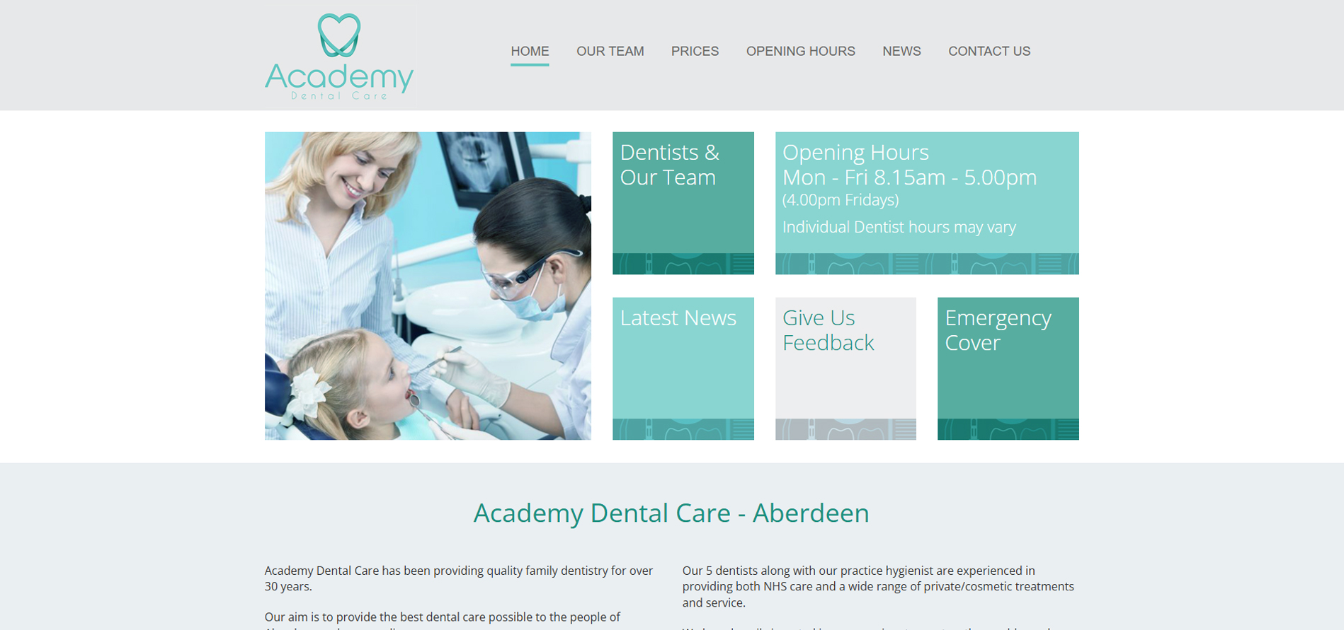 Academy Dental Care Aberdeen Dental Web Design